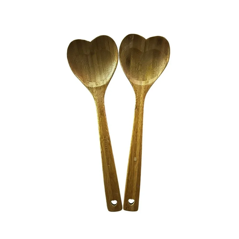 HEART Spoon Serving Set SPOONFUL OF LOVE Bamboo Blanc Reed